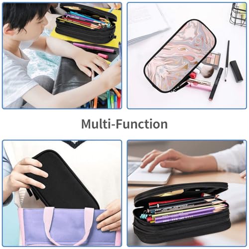 Image of Perinsto Liquid Marble Texture Pencil Case Big Capacity Multi Compartment Stationery Box Pencil Pouch Holder Desk Organizer For School Office Home