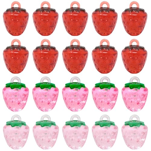 '40PCS Cute Sweet Strawberry Resin Charms Pendant Fruit Food Tiny Pendants Vivid 3D Strawberry Pendants Bead Charms for Keychains, Earrings, Bracelets, Necklaces, Jewelry Making and DIY Crafts'