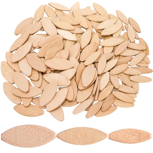 Hedume Set of 150 Beechwood Joiner Biscuits Number 0 10 20 Wood Joining Woodworking Biscuits Assorted for Crafting Furniture Framing Woodworking Joinery
