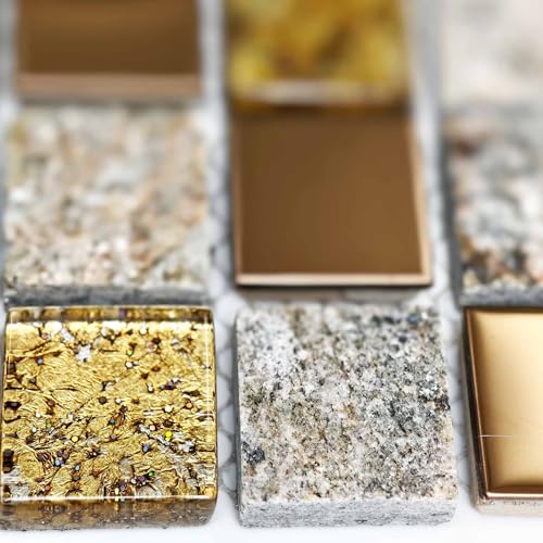 Hominter Luxury Glass Stone Tile Rose Gold Glitter Metal Mosaic Accent Backsplash Tiles in Kitchen Bathroom Walls and Fireplace Decor (5 Square Feet)