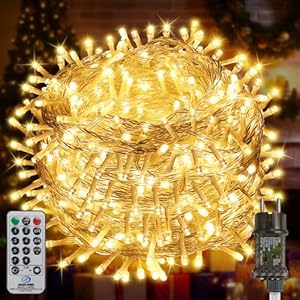 FairyGlim Weihnachtslichterkette mit Fernbedienung-50M 500 LED für Wasserdichte Outdoor Lichterkette mit 8 Modi. Ideal für Gärten, Partys, Terrassen und Balkon festliche Deko (warmweiß)