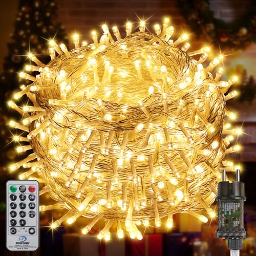 FairyGlim Weihnachtslichterkette mit Fernbedienung-50M 500 LED für Wasserdichte Outdoor Lichterkette mit 8 Modi. Ideal für Gärten, Partys, Terrassen und Balkon festliche Deko (warmweiß) FairyGlim Weihnachtslichterkette mit Fernbedienung-50M 500 LED für Wasserdichte Outdoor Lichterkette mit 8 Modi. Ideal für Gärten, Partys, Terrassen und Balkon festliche Deko (warmweiß)