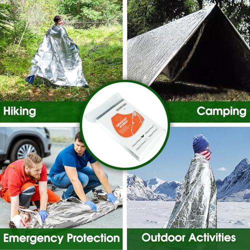 Image of TourKing 20 Pack Emergency Mylar Blanket, Silver, 83 inch x 52 inch, Perfect for Outdoors, Hiking, Survival, Marathons or First Aid