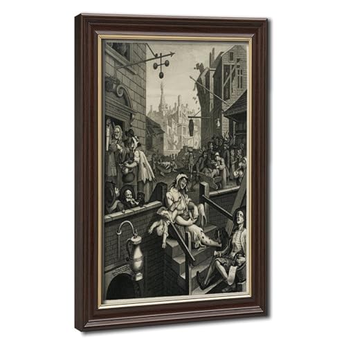 Impression sur toile Gin Lane William Hogarth cadre suspendu 50,8x76,2 cm
