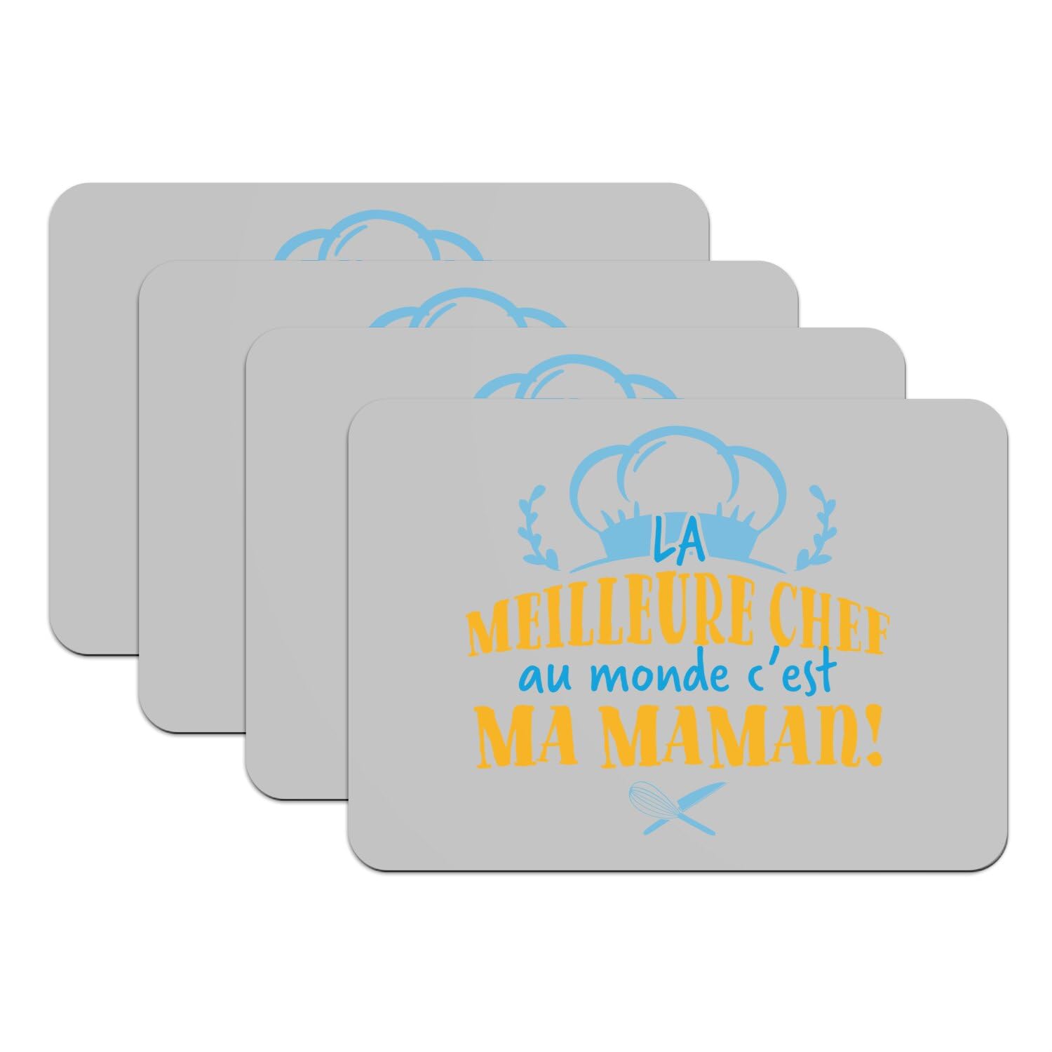 Sets de table gris maman en caoutchouc grand format pour repas en famille
