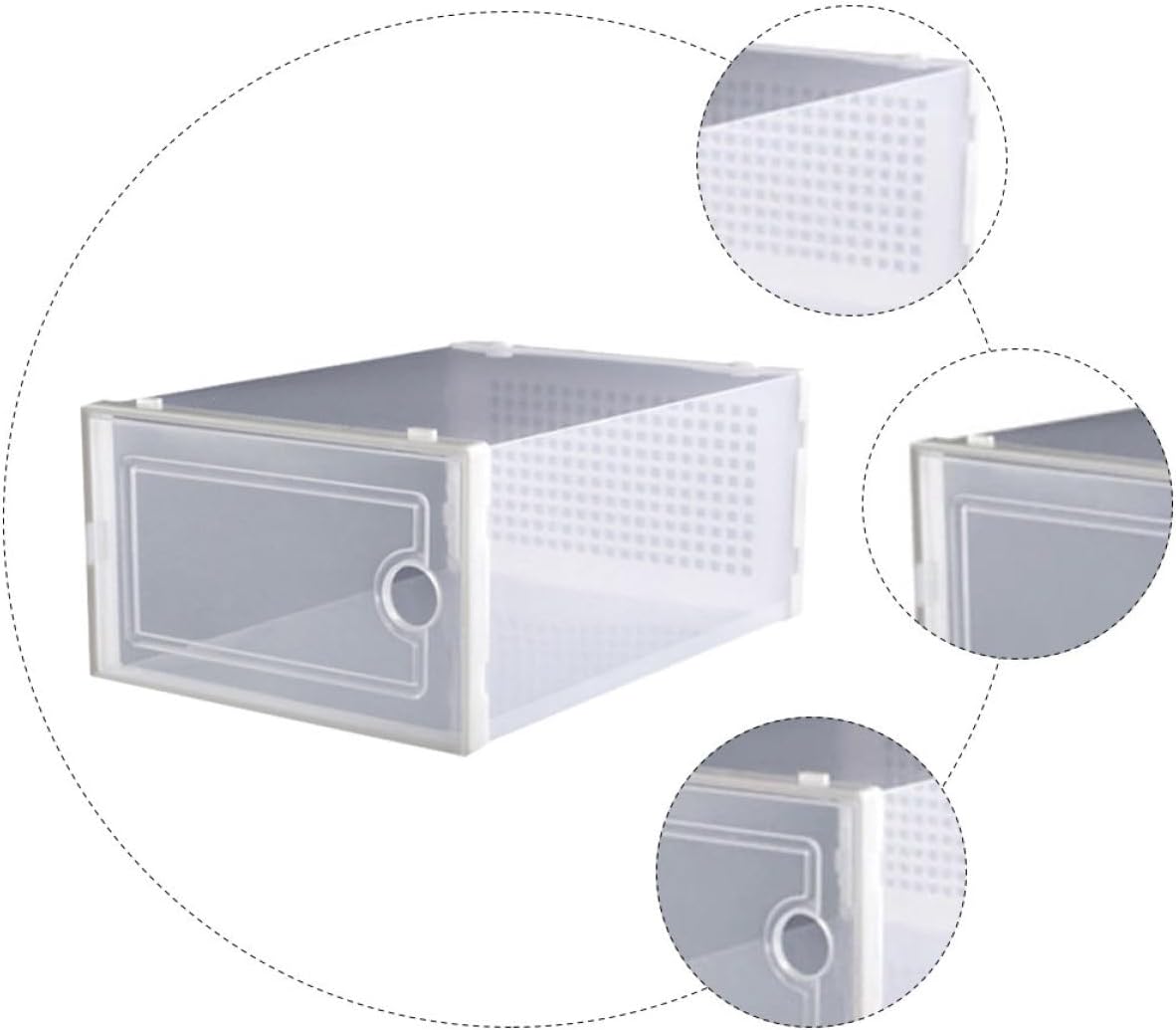 2pcs White Thickened Plastic Drawer Shoe Storage Boxes for Dormitory Closet Organization, Sturdy Stackable Shoe Organizers Suitable for Sneakers and Boots