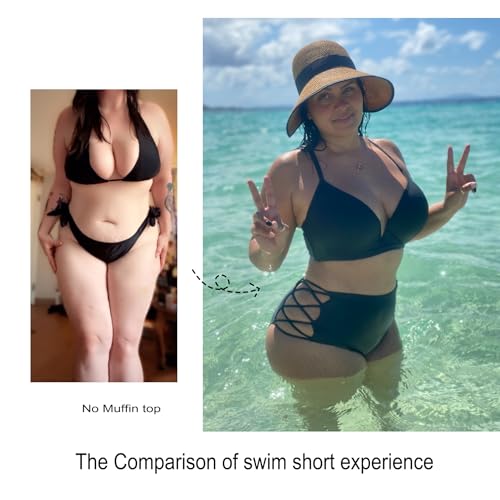 High Waisted Bikini Bottoms for Women Tummy Control Retro Black Full Coverage Strappy Bathing Suit Bottoms4