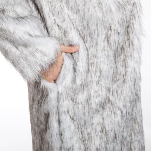 Générique Herren Ken Kunstpelz Kleidung Vintage Offizier Tunika Jacke Luxus Winterjacke Luxus Kunstpelz Jacke Mode Revers Militär Dicker Mantel Laye Wintermantel, grau, XL