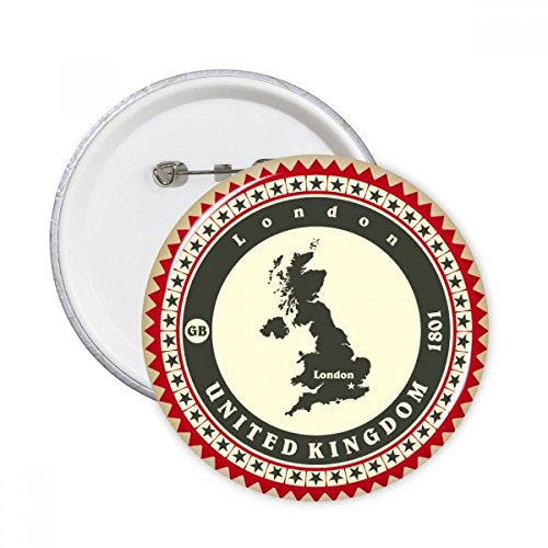 Grande-Bretagne country map broches rondes pins Londres Angleterre décoration vêtements XL 5pcs