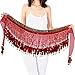 MUNAFIE Women's Belly Dance Hip Scarf Performance Outfits Skirt Festival Clothing Red&Red