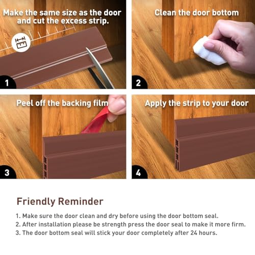 Image of Holikme Weather Stripping Door Draft Stopper Under Door Draft Blocker Door Sweep Noise Stopper Noise Stopper Strong Adhesive Brown