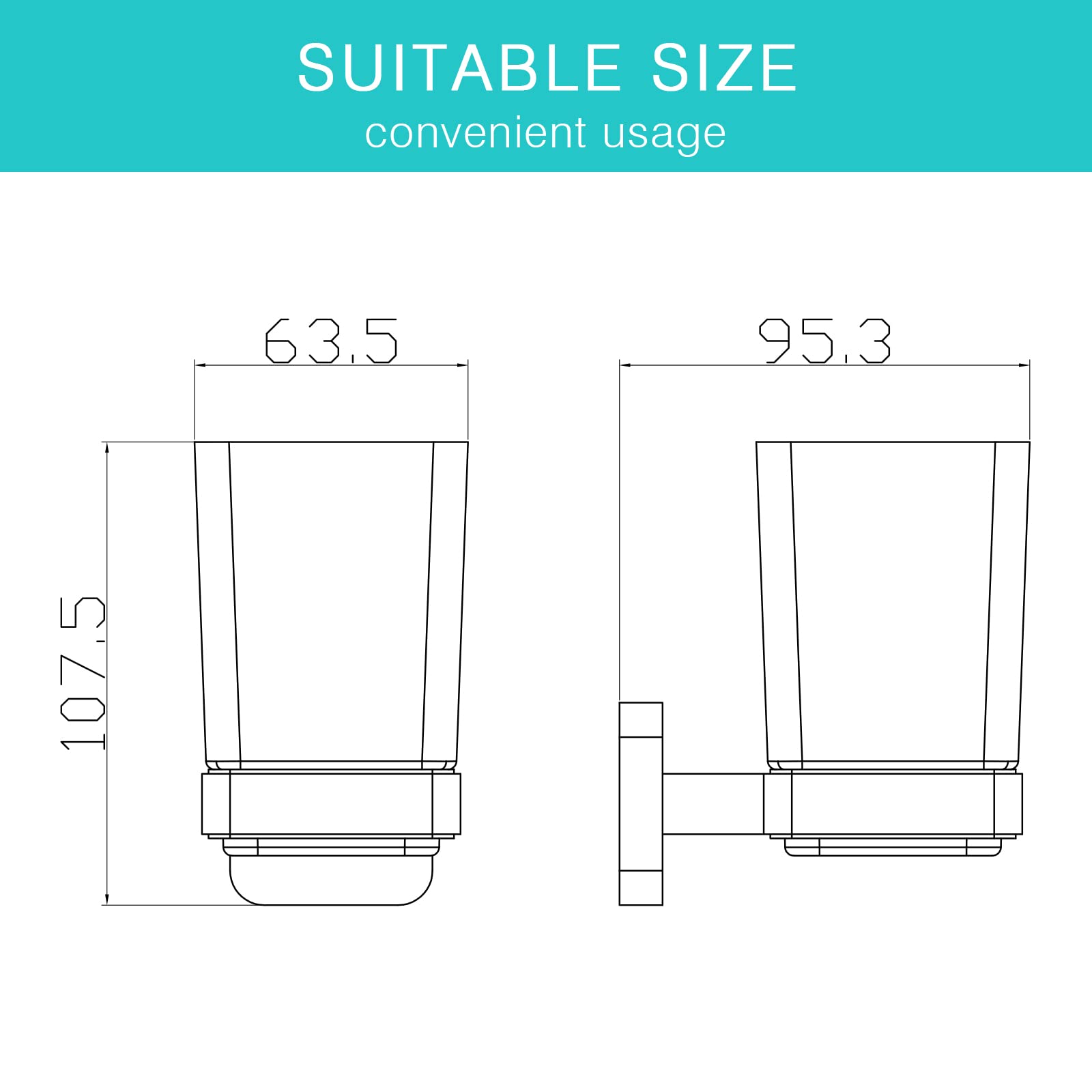 JASSFERRY Wall Mounted Toothbrush Tumbler Holder Single Frosted Glass Tumbler Toothpaste Organizer Storage Square Cup Chrome - Image 2