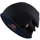 Lvaiz Mens Winter Beanie Hat Warm Fleece Lined Skull Cap for Men Reversible Women Windproof Watch Hat Knit Warm Unisex Beanie Ink Blue