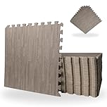 Samuel Alexander 16 Piece Grey Wood Effect EVA Foam Floor Protective Tiles/Mats 60x60cm Each Set For Gyms, Kitchens, Garages, Camping, Kids Play Matting, Floor Mats Set Covers 5.76 sqm (62 sq ft)