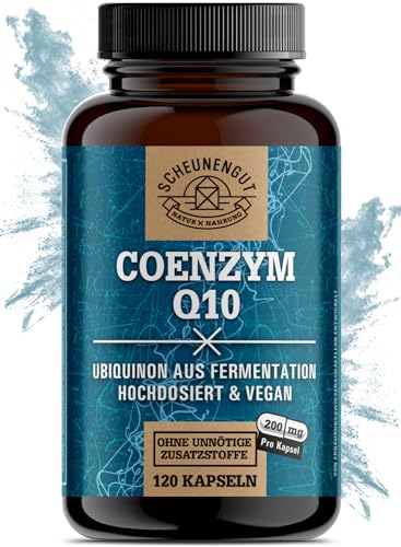 Coenzym Q10-200mg je Kapsel - WICHTIG: Q10 hochdosiert mit Laborgeprüfter Rezeptur +bioaktives Ubiquinol I Q10 Kapseln Hochdosiert I 120 vegane Kapseln I DE I SCHEUNENGUT®