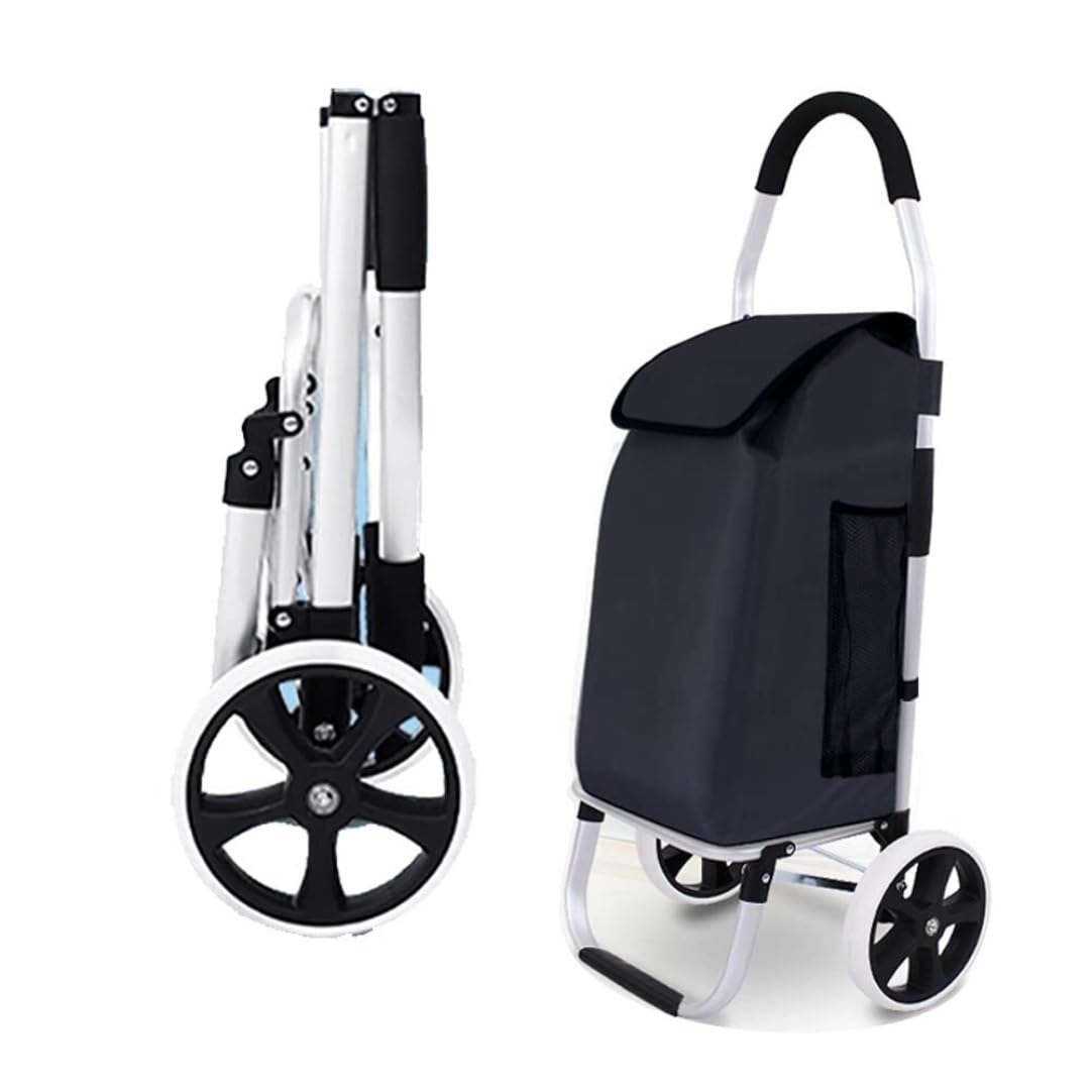 shopping trolleys. 2 Large Wheels Shopping Trolley Removable 40L Folding with Detachable Bag Outdoors Carrying Shopping(Black)