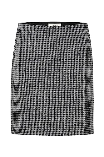Part Two Women's-Mini Skirt de Cintura elástica, Verificación Mediana Gris, L para Mujer