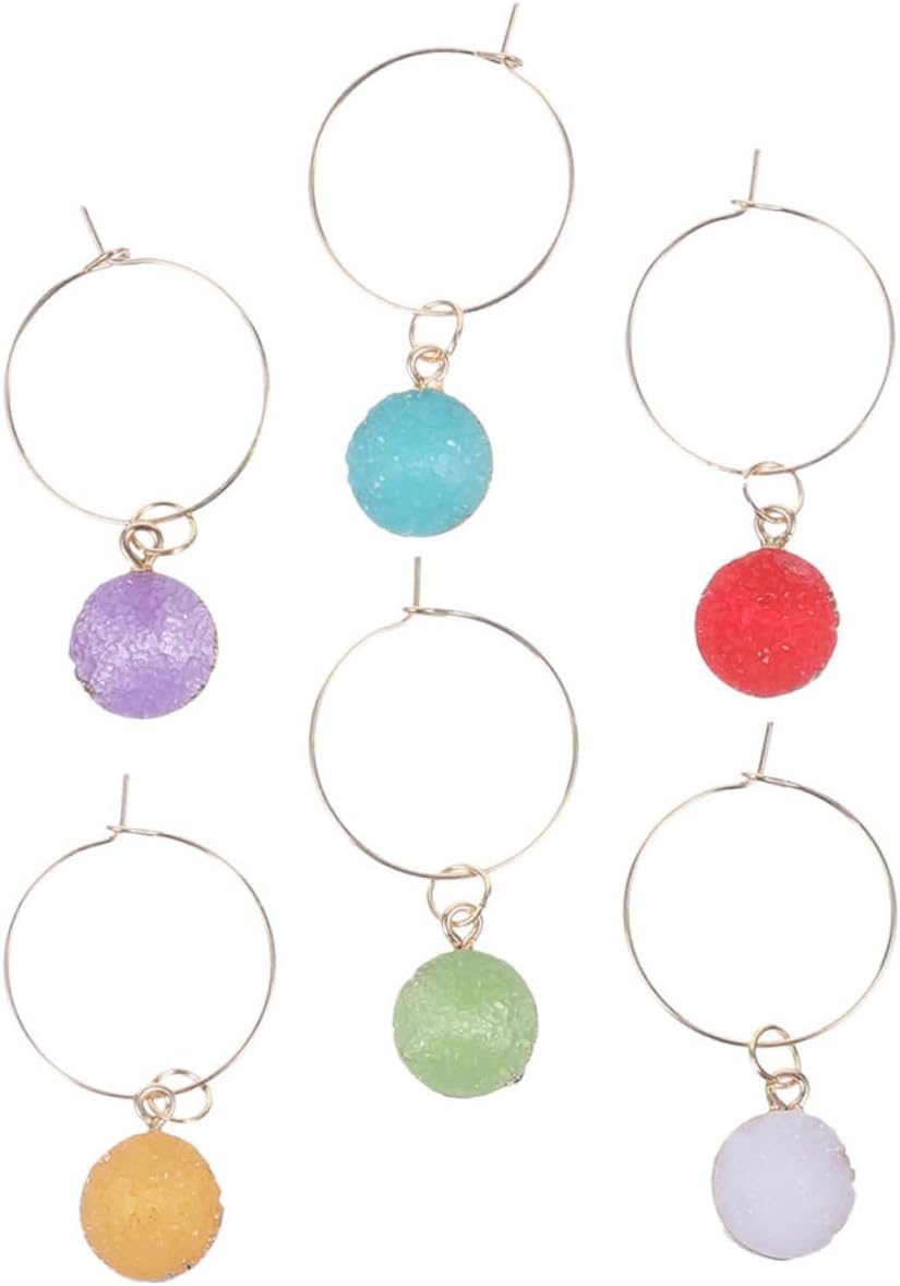Ciieeo 5sets Colorful Wine Cup Pendants Reusable Drink Markers for Parties Vibrant Charm Wine Tags for Easy Identification for Cocktail Hours and Gatherings 6pcs*5