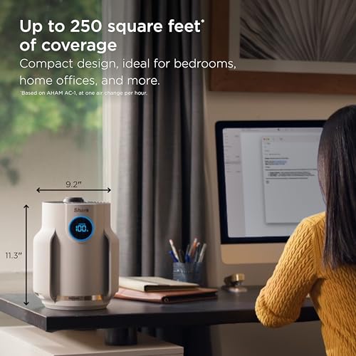 Image of Shark Air Purifier for Home, NeverChange Compact Pro, for Bedroom, Nursery, Home Office, Dorm, HEPA-Exceeding Filter, Captures Pollutants, Pet Dander, Dust, Odor, Smoke, and More, HP072WH, White