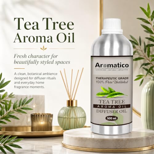 Image of AROMATICO Tea Tree Diffuser Oil with Strong, Long-Lasting Aroma | Refresh Homes, Offices & Showrooms | Aromatherapy, Diffusers, Air Purifiers, Vaporizers - 500ML