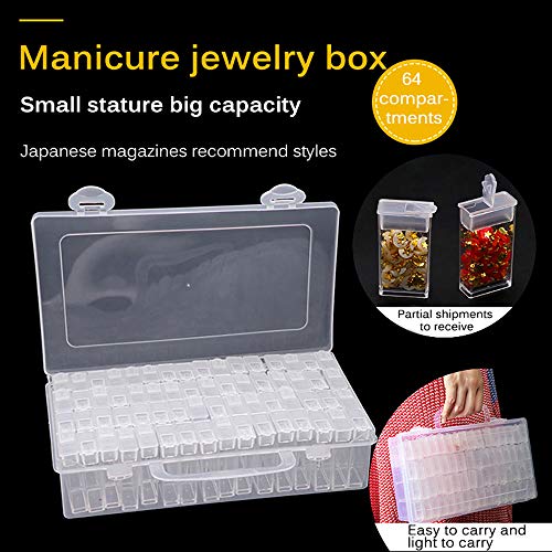YUNYODA 64 Slots Diamond Painting Box - Diamant Nail Art Zubehör Box Aufbewahrungsbehälter - Perlen… – Bild 4