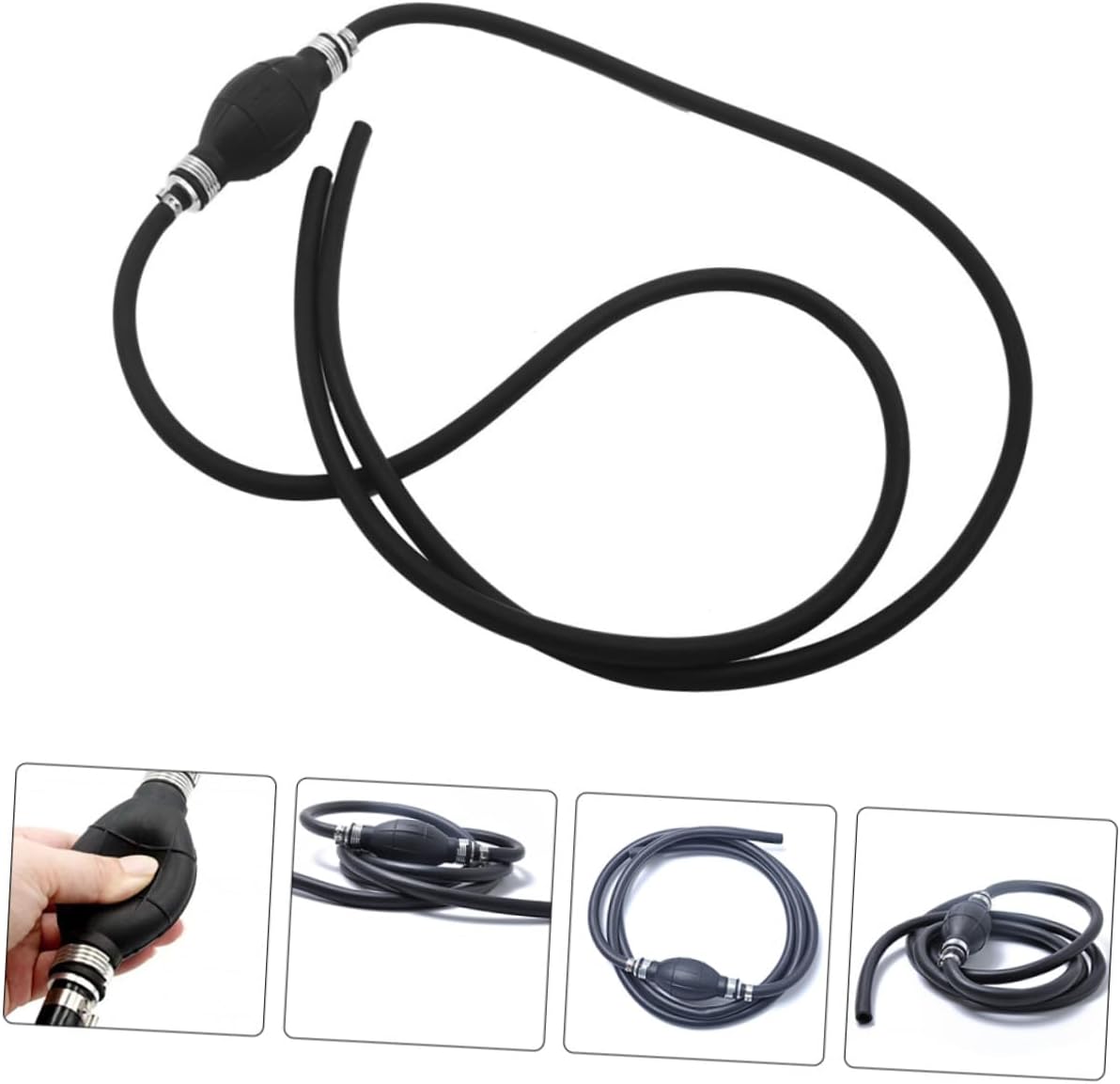 Manual Fuel Transfer Pump with Oil Hose One-way Hand Siphon for Engine Oil Gasoline Water Extraction Nbr Aluminum Alloy Easy Operation for Cars