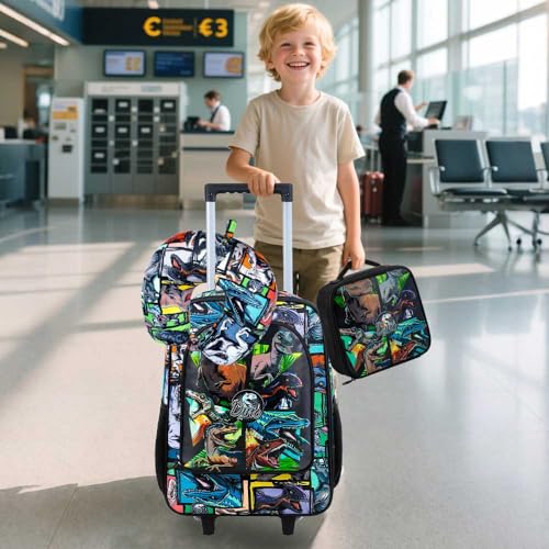 Kids Luggage for Boys and Girls, Cute Dinosaur Unicorn Rolling Wheels Suitcase for Toddler Children2
