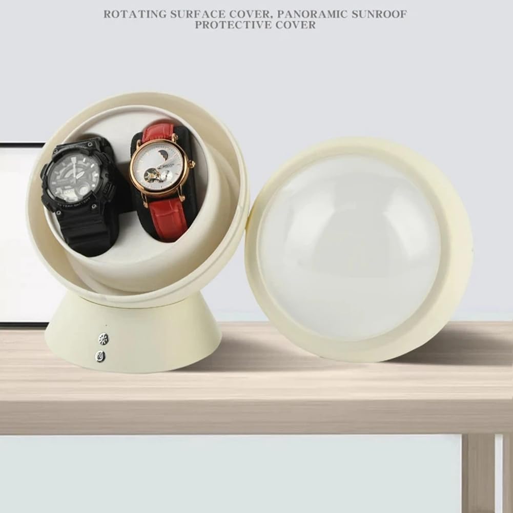 Carica Orologio per Orologi Automatici Alimentatore USB Ruota Supporto Fashion Shaker Display Scatola per Orologi Beige