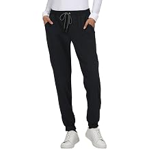KOI Next Gen Womens 7 Pocket Good Vibe Jogger Scrub Pants with 4-Way Stretch and Elastic Waistband Black X-Small