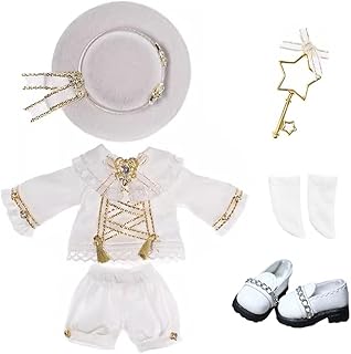 niannyyhouse Ob11 - Traje de sombrero, abrigo, pantalones, accesorios, zapatos, calcetines, regalo, para muñeca BJD de 1/12, cuerpo de 4.3 pulgadas (11 cm), color blanco
