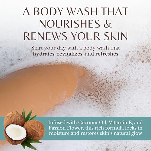 Image of EDENIKA BOTANICALS Coconut Body Wash, Cleans, Softens & Nourishes, Ultra Moisturizing Shower Gel for Dry and Sensitive Skin, Women & Men, Organic & Natural, 16 fl oz