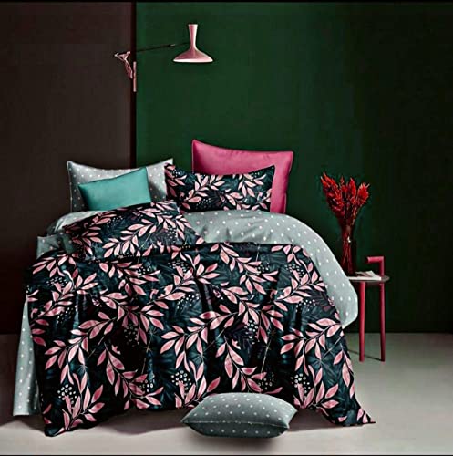 OMAJA HOME Summer Collection - Sábana de cama matrimonial de algodón con 2 fundas de almohada, tela suave, tamaño 274 x 274 cm, paquete de 1