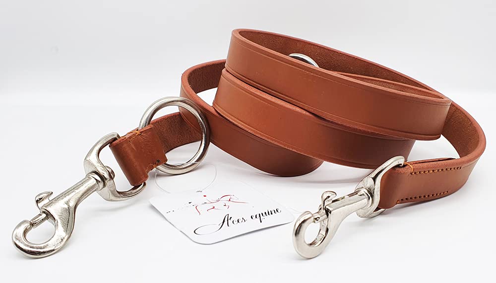 Police Style Leather Dog Training Lead 80 Inch Long Black Brown Tan Grey Heavy Duty (TAN, 3/4 INCH WIDE) โ image 1