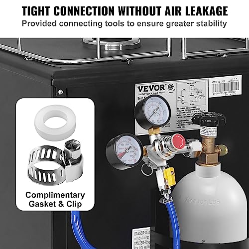 Image of VEVOR Double Gauge Regulator, CO2 Regulator Gauge with 0-60PSI, Heavy Duty CO2 Gauge Gas System, Draft Beer Regulator with Check Valve, Adjustable Pressure Regulator for Draft Beer Homebrew, CGA320