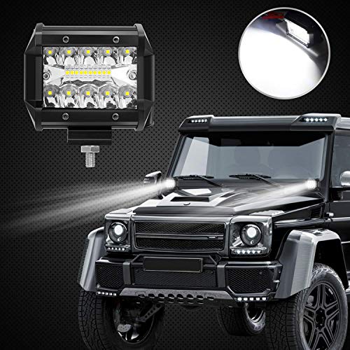 Auxtings 2 Pcs 4 Inch 10.8Cm 60W 3 Row Led Spot Flood Light Roof Bar Auto Lights Off Road For Off-Road Guide Fog Lights Boat Lights Led Work Lighthouse Suv Tractor Lamp, 12V 24V #TOP5