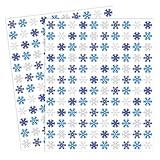 JarThenaAMCS 2400 Pcs Winter Mini Sticker Christmas Silver Blue Snowflake Paper Decal Xmas Self-Adhesive Sticker for Envelope Scrapbook Gift DIY Supplies, 0.5 in