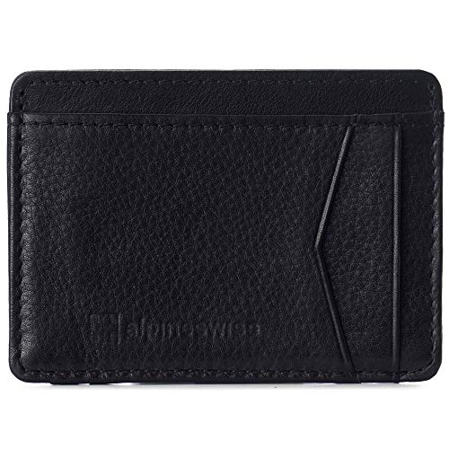 Alpine Swiss RFID Minimalist Oliver Front Pocket Wallet For Men Leather York Collection Black