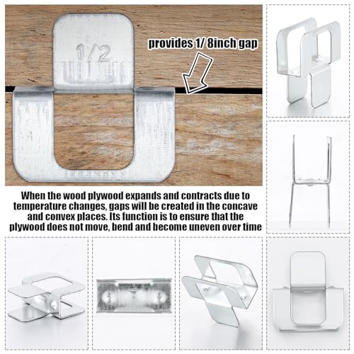 Image of Hicarer 100 Pcs Plywood H Clip for Roofing Panel Plywood, Silver, 1 /2 Inch | Sheathing Clip, Steel Box Clips, Panel Edge Sheathing Clip, Quick‑Installation, Hot‑Dipped Galvanized for Extended Life