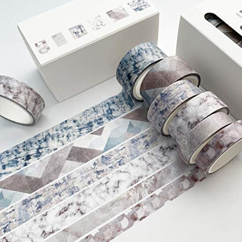 Sofecto Lot de 6 rouleaux de ruban adhésif washi de 3 tailles différentes pour travaux manuels, scrapbooking, bullet journal, bricolage, emballage cadeau (10/15/20 mm) Cover