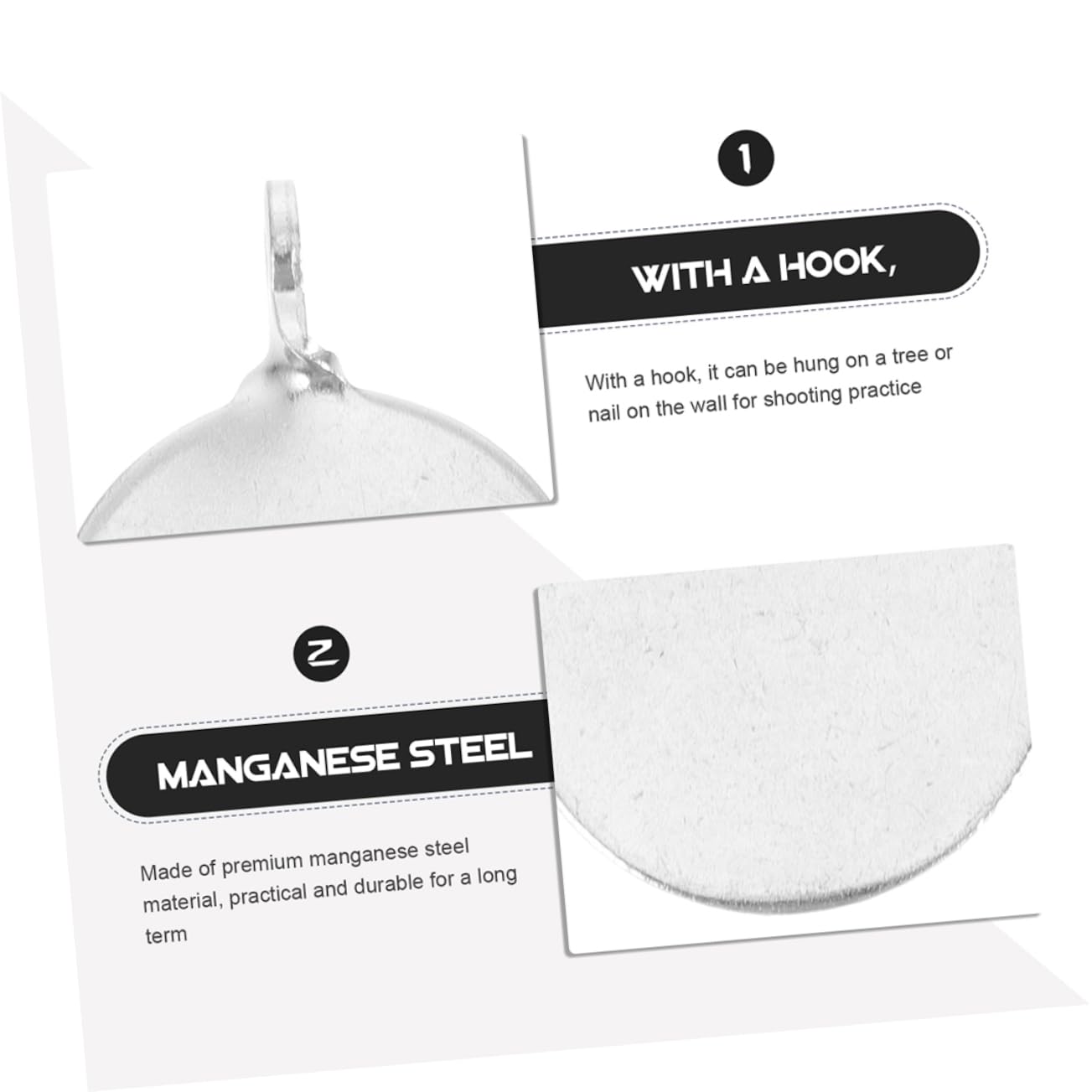 Toddmomy Shooting Target Practice Set 12pcs Manganese Steel Targets Hanging Wall Mountable for Archery Exercise