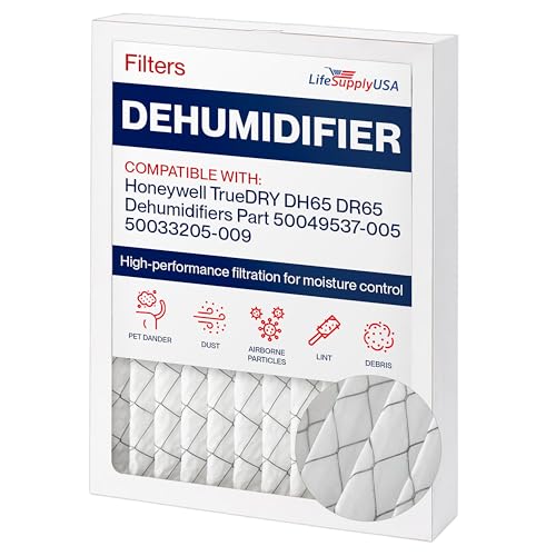 LifeSupplyUSA DH65 MERV11 Filter Replacement Compatible with Honeywell TrueDRY DH65 DR65 Dehumidifiers Part 50049537-005 50033205-009