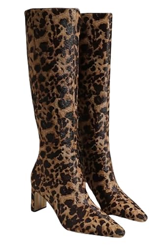 Sam Edelman Women's Sylvia 2 Brown Leopard Print Knee High Boot 9.5M