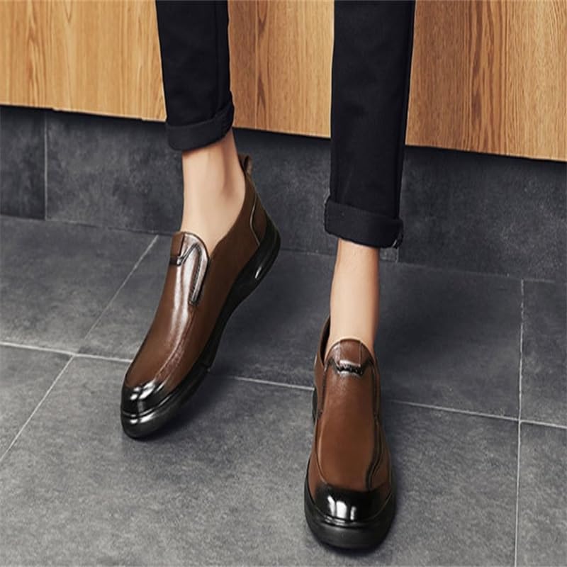 Men's Slip-on Loafers Shoes Business Dress Shoes Flat Bottom Non-Slip wear-Resistant Comfortable Breathable Wedding Shoes for Men