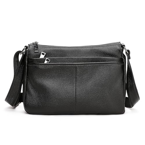 NIUCUNZH Womens Crossbody Purses Genuine Leather Ladies Shoulder Bags Zipper Multi Pockets Handbags