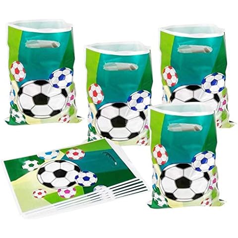 Caprilite 20 x Childrens Party Loot Bags Boys Girls Football Themed Bag Pack Set Cover