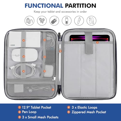 Image of MoKo 13 Inch Tablet Sleeve Carrying Case Padded Protective Bag with Handle | Fits iPad Air 13-inch M4, iPad Pro 13-inch M5, iPad Pro 12.9 M2 /M1 and Galaxy Tab S9 /S8 Plus 12.4-inch, Indigo