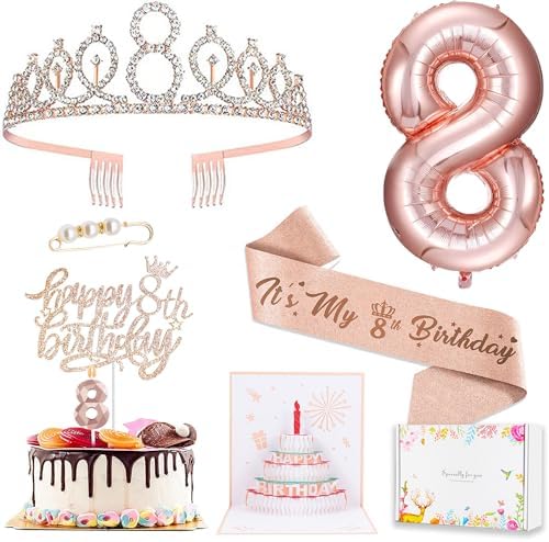 Hyjoy 8th Birthday & Sash Birthday Decorations