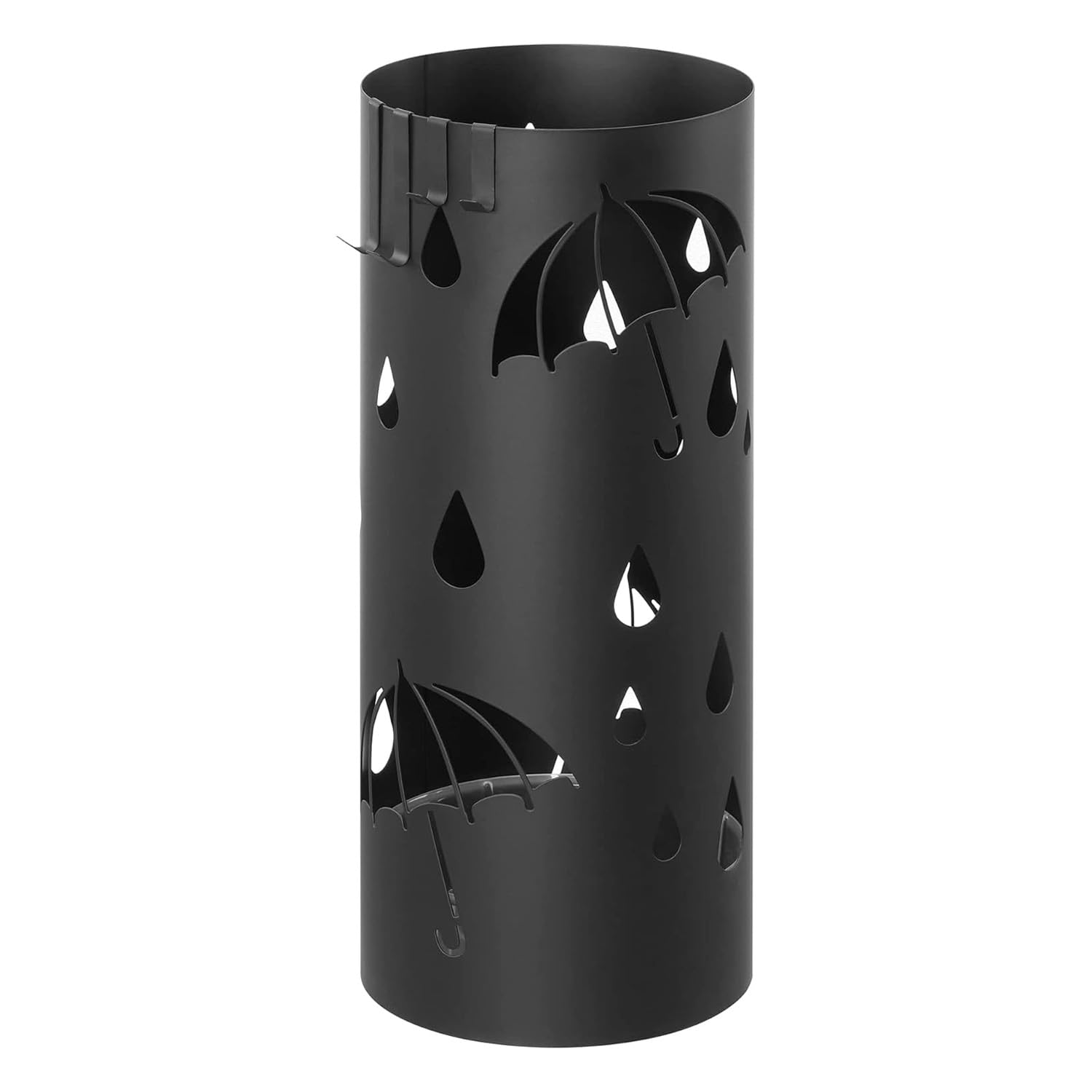 Arreditaly Portaombrelli Rotondo In Acciaio Zincato Con Vaschetta Scolapioggia E 4 Ganci Removibili Base Antiscivolo Design Moderno Per Ingresso Casa e Ufficio 41 x 17 Cm (Nero)