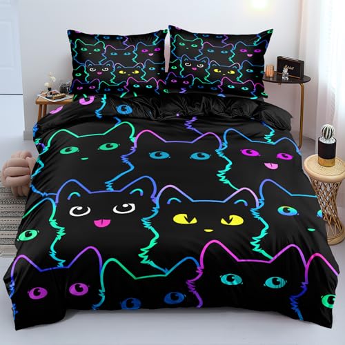 MVRFN Kätzchen Kinder Bettwäsche 135×200cm＋Kissenbezug mit...