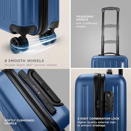 AVIO Jett 55cm Cabin Suitcase – Lightweight Hard Shell Carry On Luggage with 4 Spinner Wheels, Telescopic Handle & 3-Digit Lock – Airline Approved Cabin Bag - Image 6